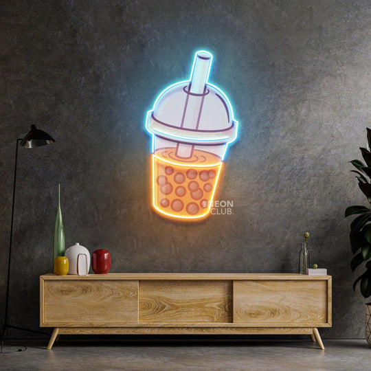 Orange Milktea Neon Pop Art Néon Personnalisé | Enseigne LED Au Maroc – MyNeonClub