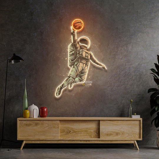 Basketball Shot Astronaut Neon Pop Art Néon Personnalisé | Enseigne LED Au Maroc – MyNeonClub