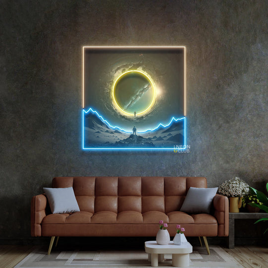 Astronaut With Space Gate Neon Pop Art Néon Personnalisé | Enseigne LED Au Maroc – MyNeonClub
