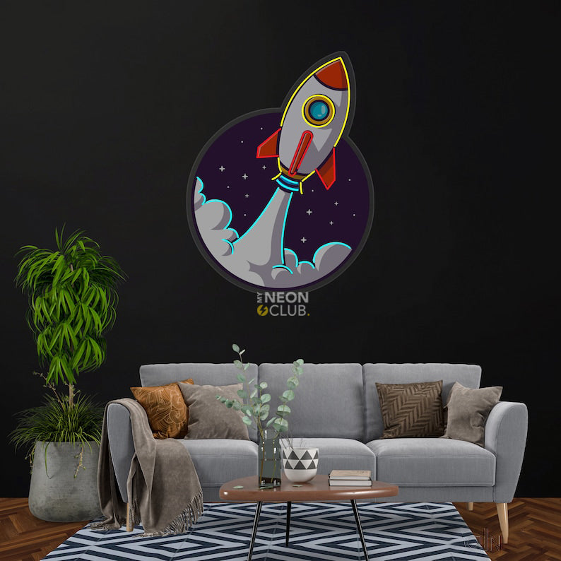 Rocket Neon Pop Art Néon Personnalisé | Enseigne LED Au Maroc – MyNeonClub