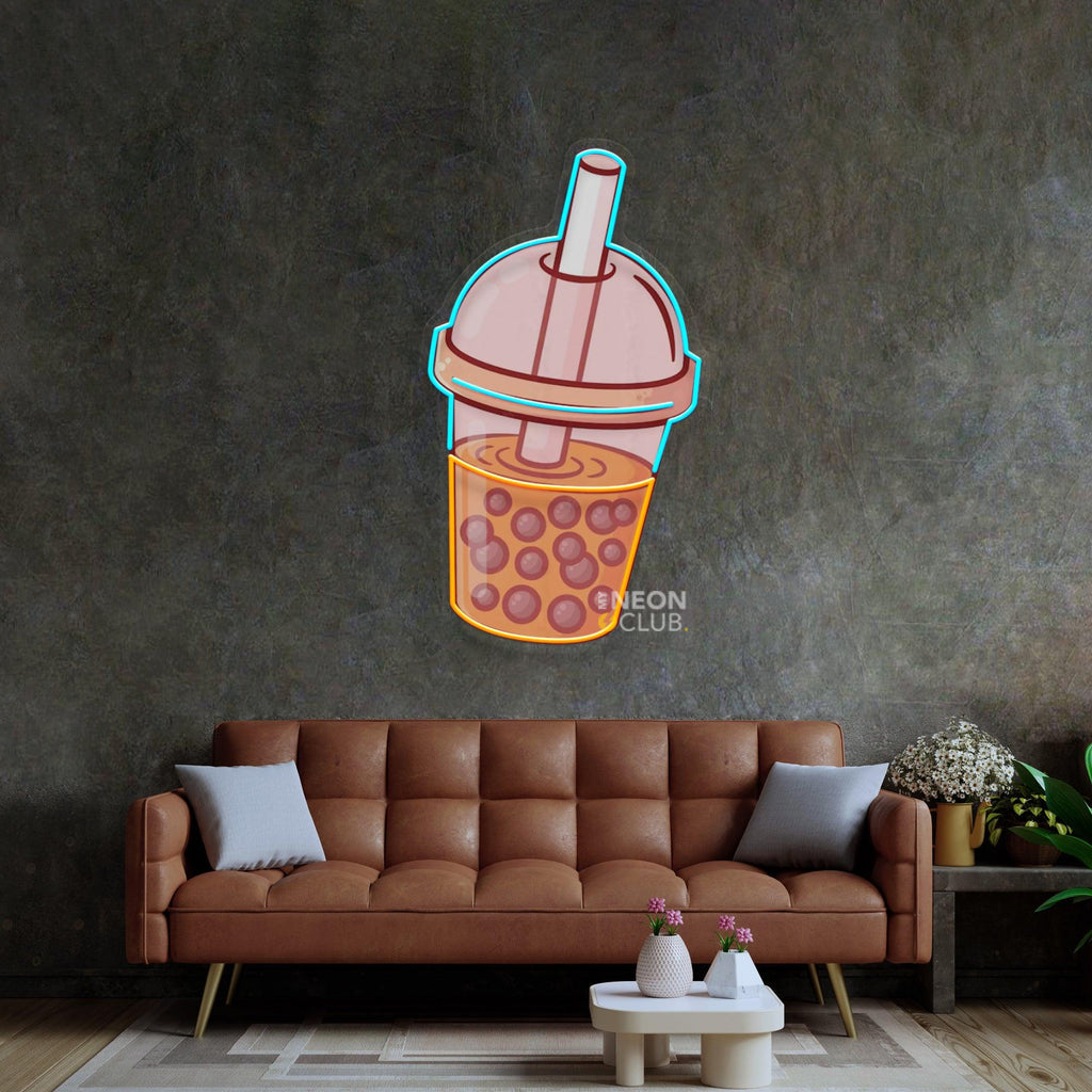 Orange Milktea Neon Pop Art Néon Personnalisé | Enseigne LED Au Maroc – MyNeonClub