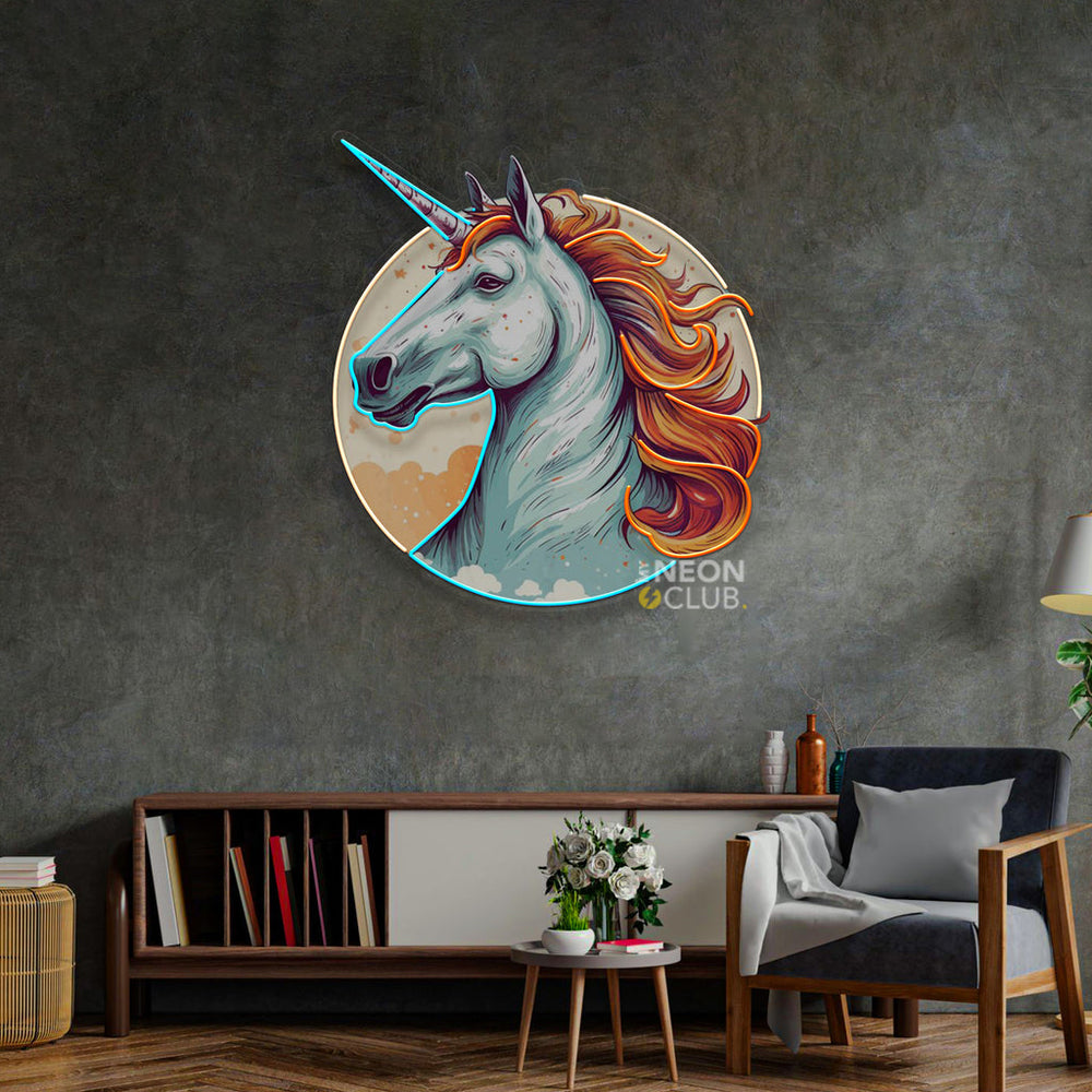 Unicorn with Moon Neon Pop Art Néon Personnalisé | Enseigne LED Au Maroc – MyNeonClub