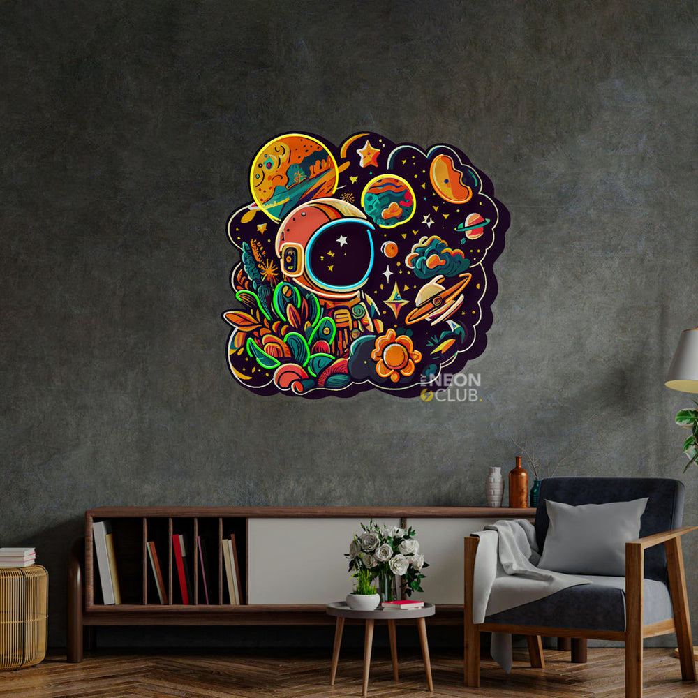 Astronaut Plant Universe Neon Pop Art Néon Personnalisé | Enseigne LED Au Maroc – MyNeonClub