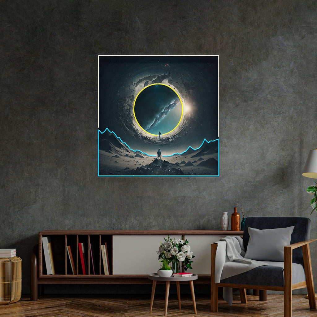 Astronaut With Space Gate Neon Pop Art Néon Personnalisé | Enseigne LED Au Maroc – MyNeonClub