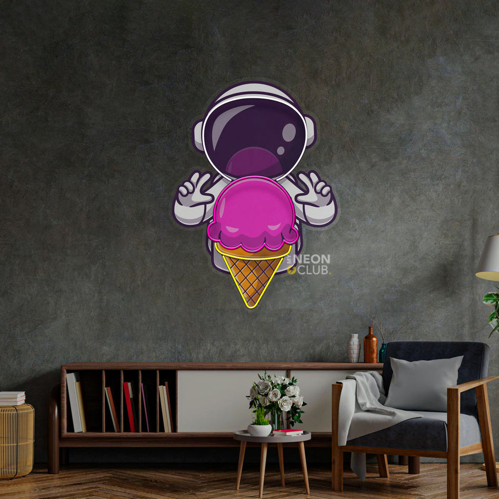 Astronaut Cream Space Neon Pop Art Néon Personnalisé | Enseigne LED Au Maroc – MyNeonClub