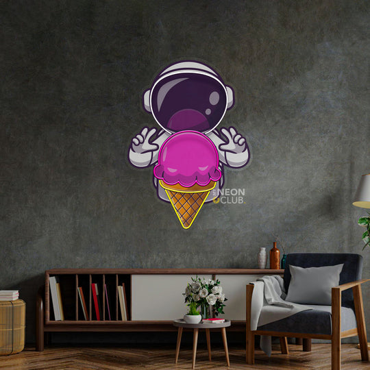Astronaut Cream Space Neon Pop Art Néon Personnalisé | Enseigne LED Au Maroc – MyNeonClub