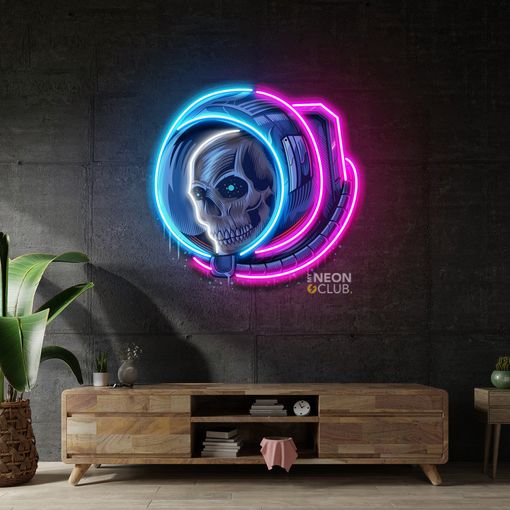 Astronaut Skull Neon Pop Art Néon Personnalisé | Enseigne LED Au Maroc – MyNeonClub