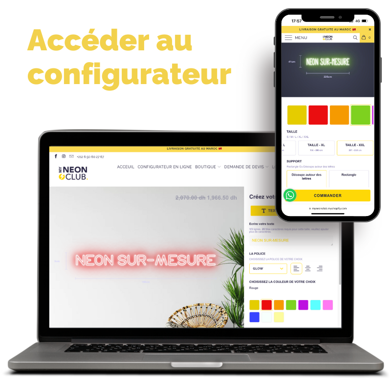 Atelier MYNEONCLUB en cours de fabrication d’enseigne personnalisée au Maroc