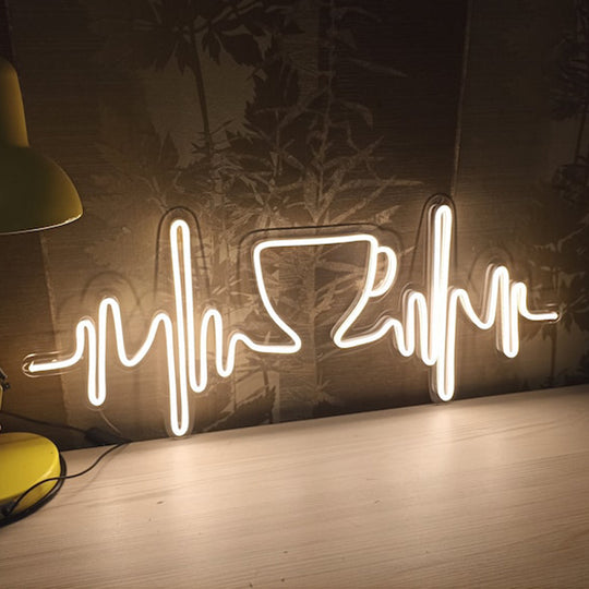 Coffee Cup Heartbeat NeonnEnseigne LED Au Maroc – MyNeonClub