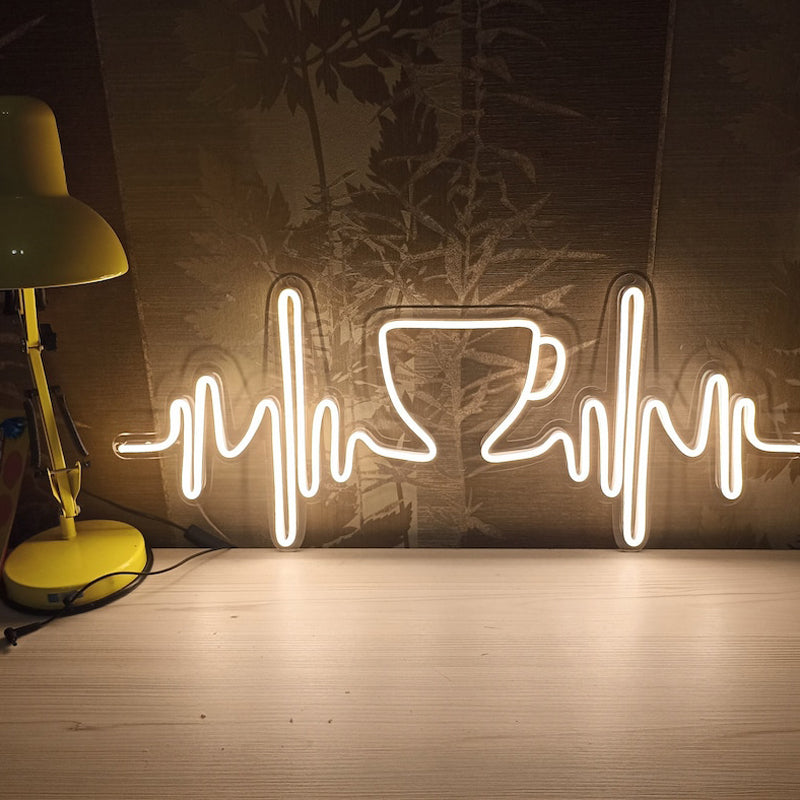 Coffee Cup Heartbeat NeonnEnseigne LED Au Maroc – MyNeonClub