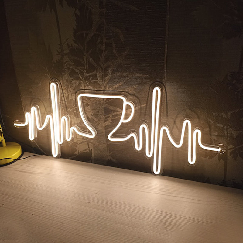 Coffee Cup Heartbeat NeonnEnseigne LED Au Maroc – MyNeonClub