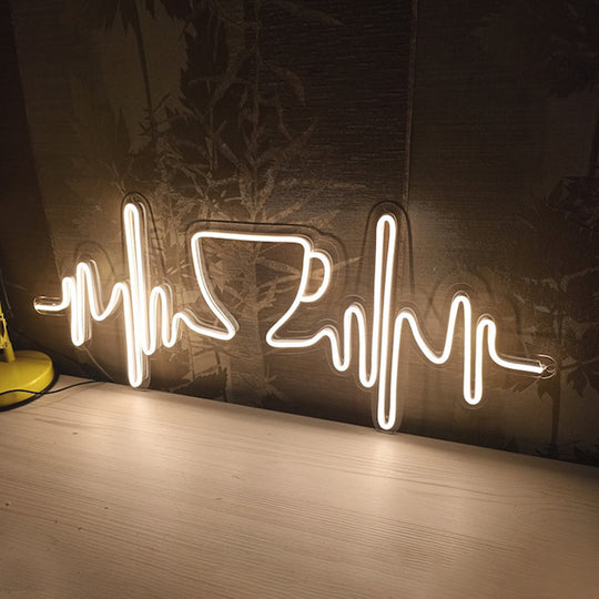 Coffee Cup Heartbeat NeonnEnseigne LED Au Maroc – MyNeonClub