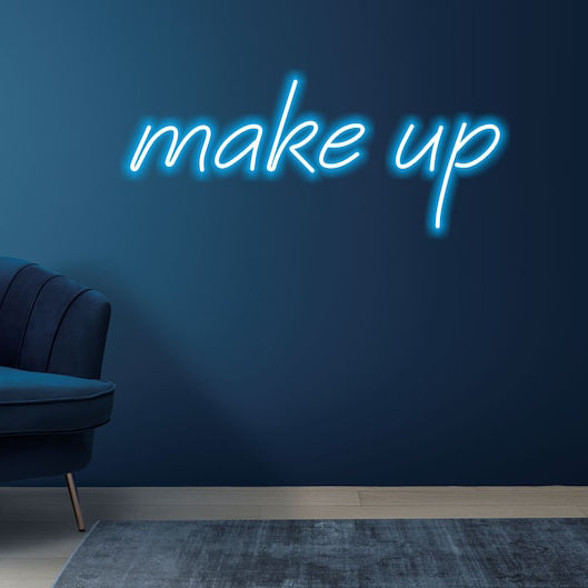 Makeup Neon, Neon sign, Makeup studio decor, Vibrant lighting, Stylish ambiance, Illuminated sign, Trendy neon sign, Chic makeup studio, Salon atmosphere, Beauty artist pride