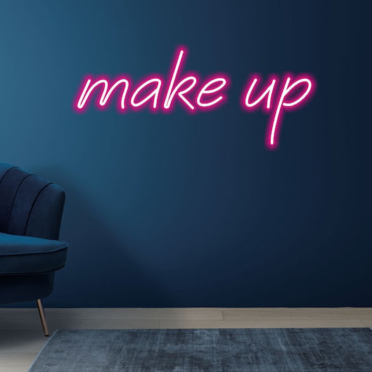 Makeup Neon, Neon sign, Makeup studio decor, Vibrant lighting, Stylish ambiance, Illuminated sign, Trendy neon sign, Chic makeup studio, Salon atmosphere, Beauty artist pride