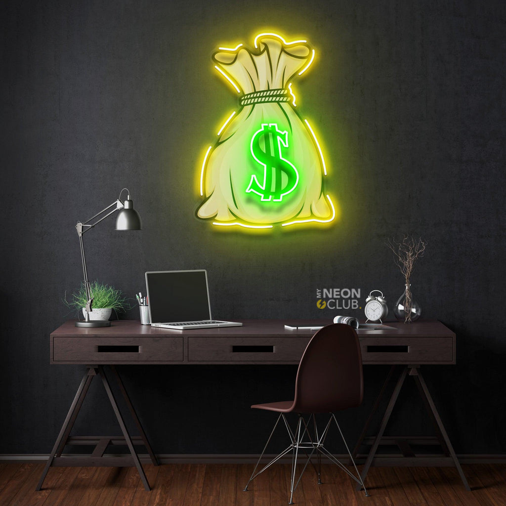 Money Bag Neon Pop Art Néon Personnalisé | Enseigne LED Au Maroc – MyNeonClub
