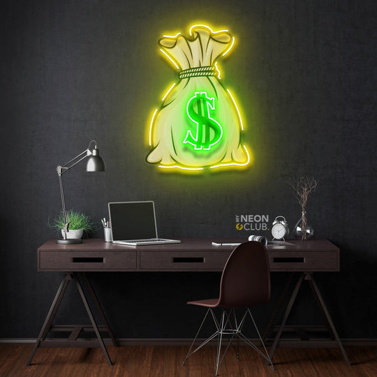 Money Bag Neon Pop Art Néon Personnalisé | Enseigne LED Au Maroc – MyNeonClub