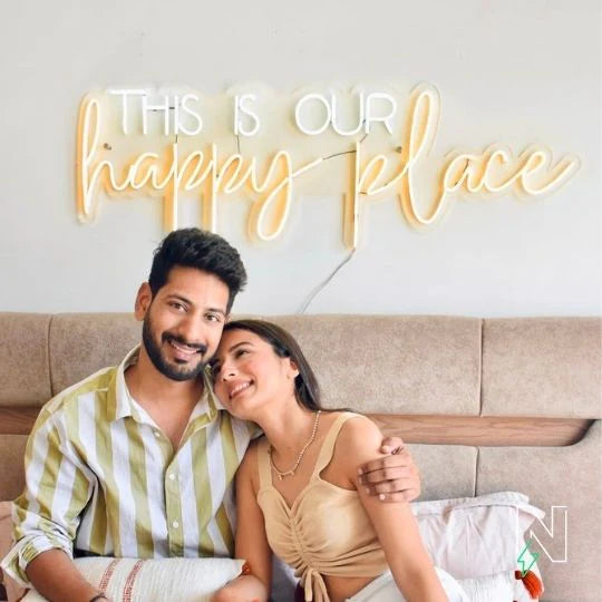 This is our happy place Néon Personnalisé | Enseigne LED Au Maroc – MyNeonClub