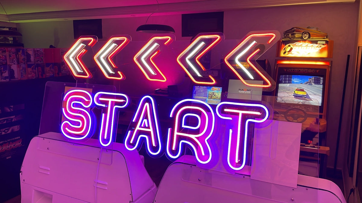 Custom LED neon sign lighting up a cozy café interior in Casablanca, Morocc