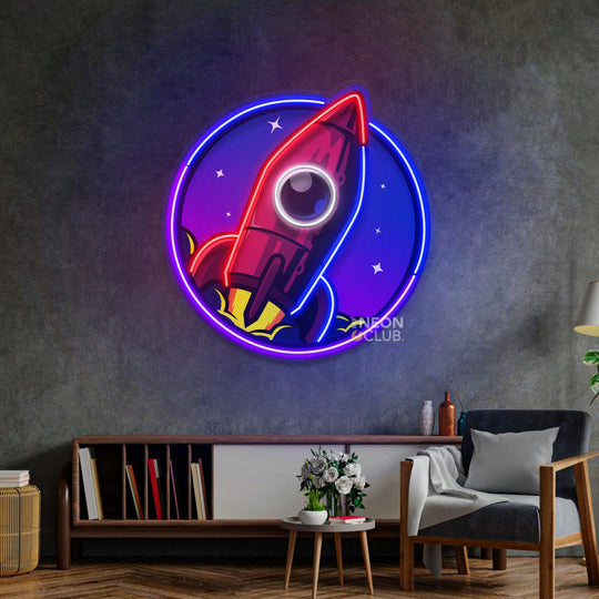 Spaceship Rocket Launch Web Galaxy Neon Pop Art Néon Personnalisé | Enseigne LED Au Maroc – MyNeonClub