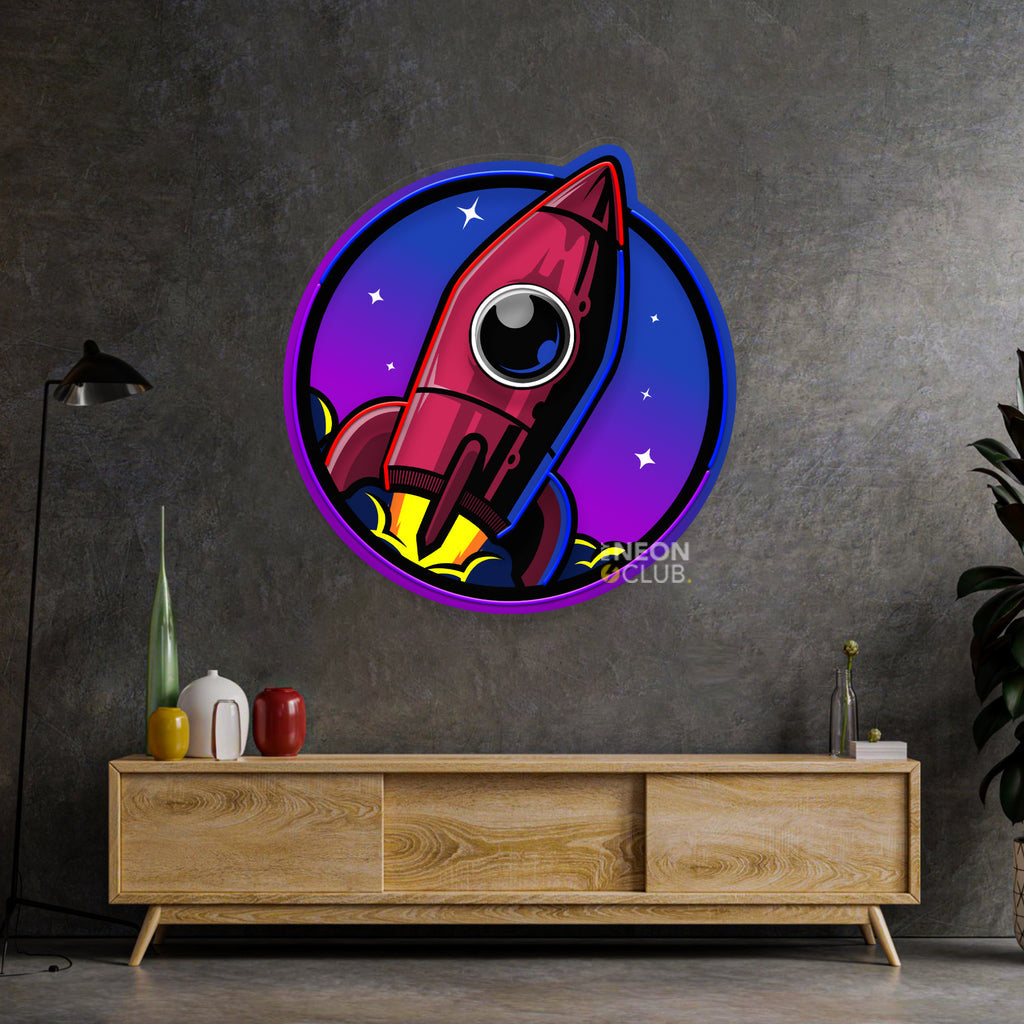 Spaceship Rocket Launch Web Galaxy Neon Pop Art Néon Personnalisé | Enseigne LED Au Maroc – MyNeonClub