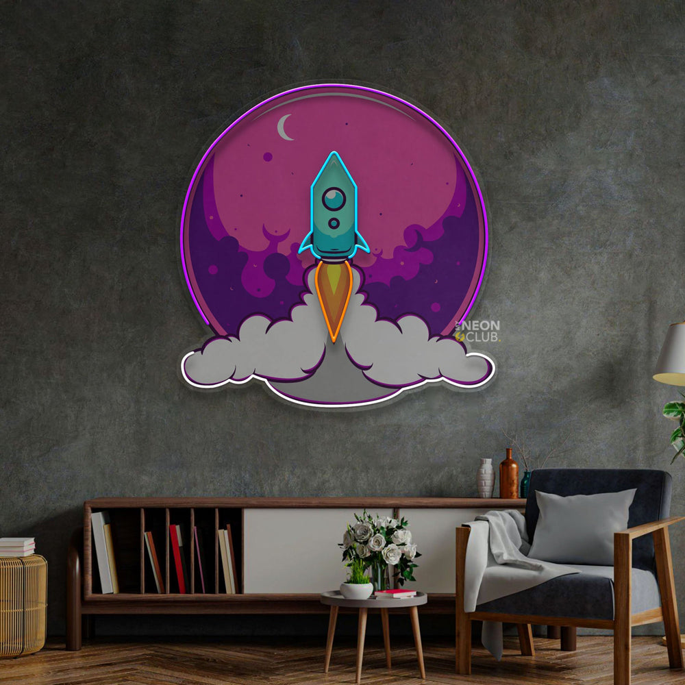 Rocket Launch Neon Pop Art Néon Personnalisé | Enseigne LED Au Maroc – MyNeonClub