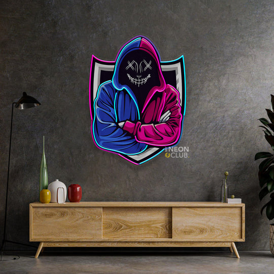 Hacker Mascot Neon Pop Art Néon Personnalisé | Enseigne LED Au Maroc – MyNeonClub