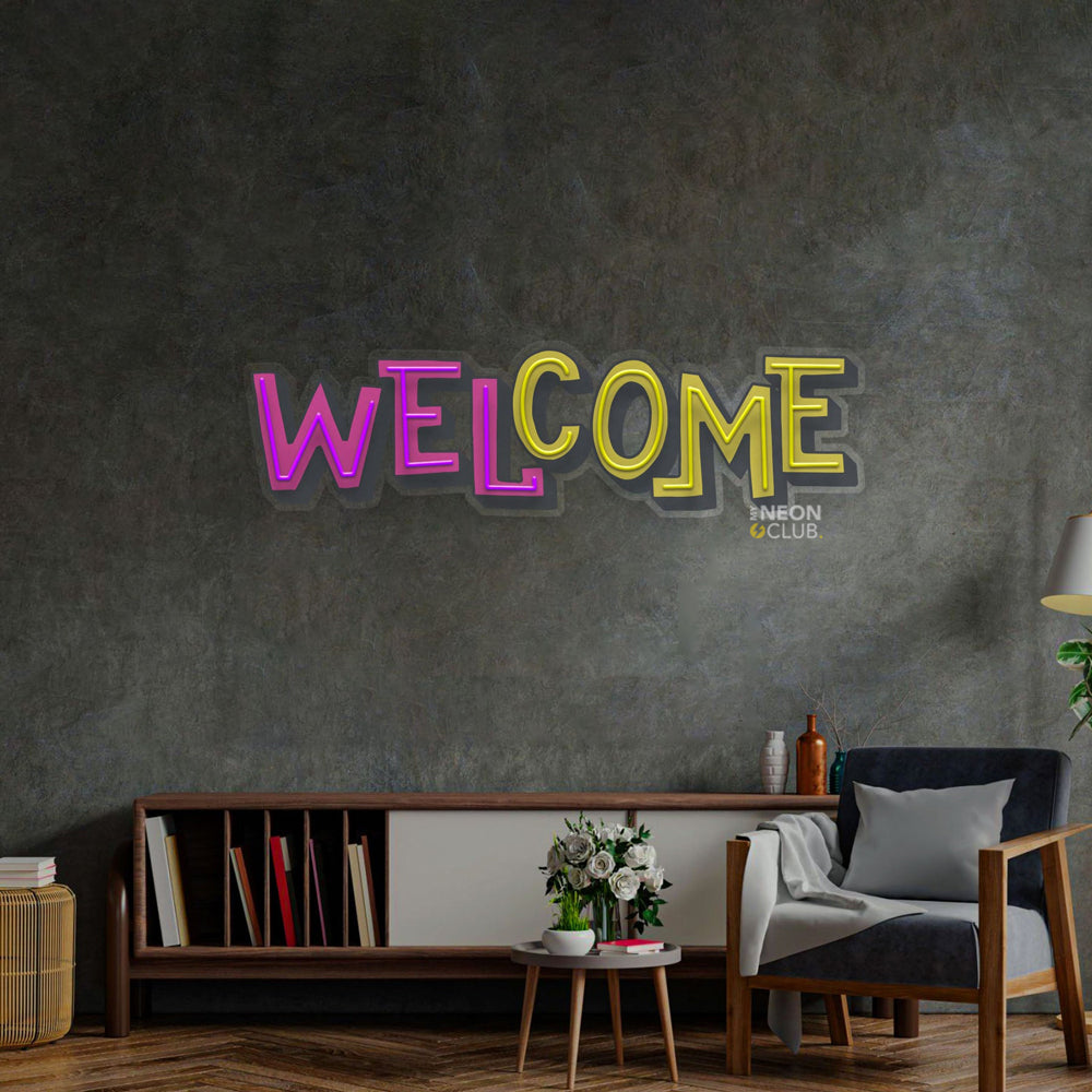 Welcome Neon Pop Art Néon Personnalisé | Enseigne LED Au Maroc – MyNeonClub