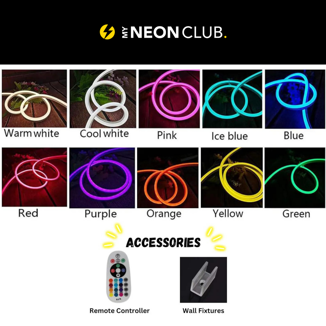 Bandes lumineuses au néon multicolores RVB - Bande lumineuse LED pour la décoration intérieure - Bande néon aux couleurs changeantes - Bande lumineuse néon DIY - Décoration esthétique pour la maison maroc LED