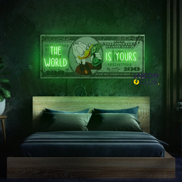 The World is Yours On Dollar Neon Pop Art Néon Personnalisé | Enseigne LED Au Maroc – MyNeonClub