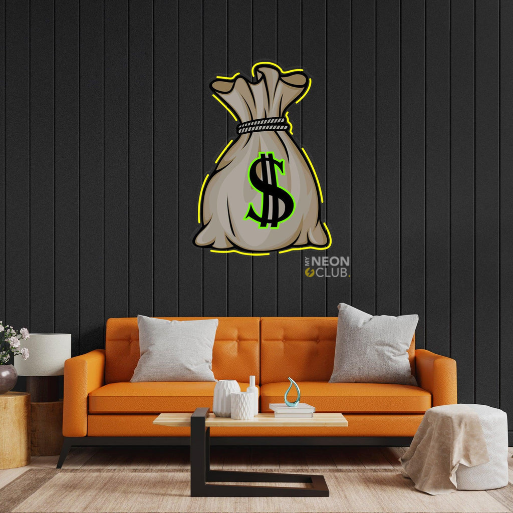 Money Bag Neon Pop Art Néon Personnalisé | Enseigne LED Au Maroc – MyNeonClub
