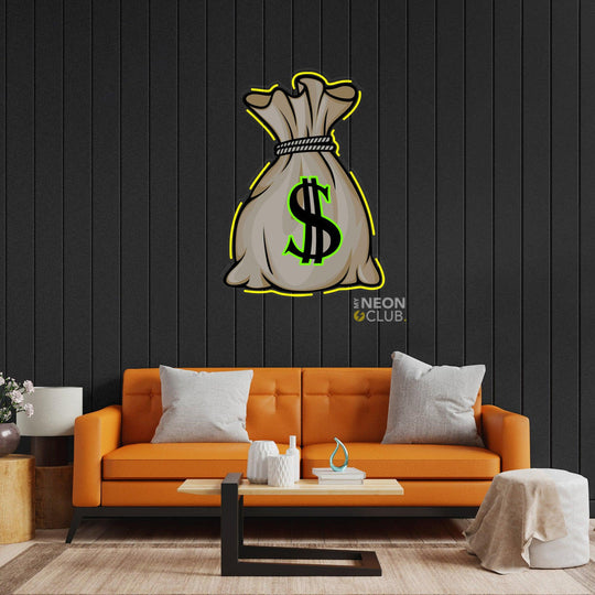 Money Bag Neon Pop Art Néon Personnalisé | Enseigne LED Au Maroc – MyNeonClub