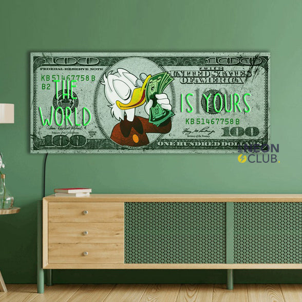 The World is Yours On Dollar Neon Pop Art Néon Personnalisé | Enseigne LED Au Maroc – MyNeonClub