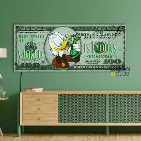 The World is Yours On Dollar Neon Pop Art Néon Personnalisé | Enseigne LED Au Maroc – MyNeonClub