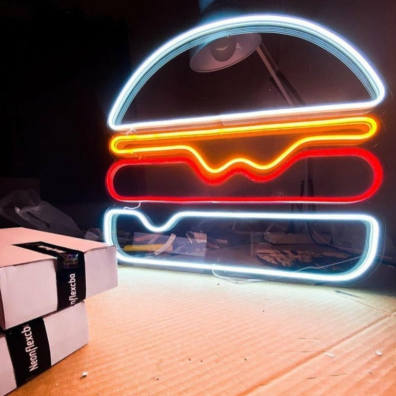 Burger neon light Néon Personnalisé | Enseigne LED Au Maroc – MyNeonClub