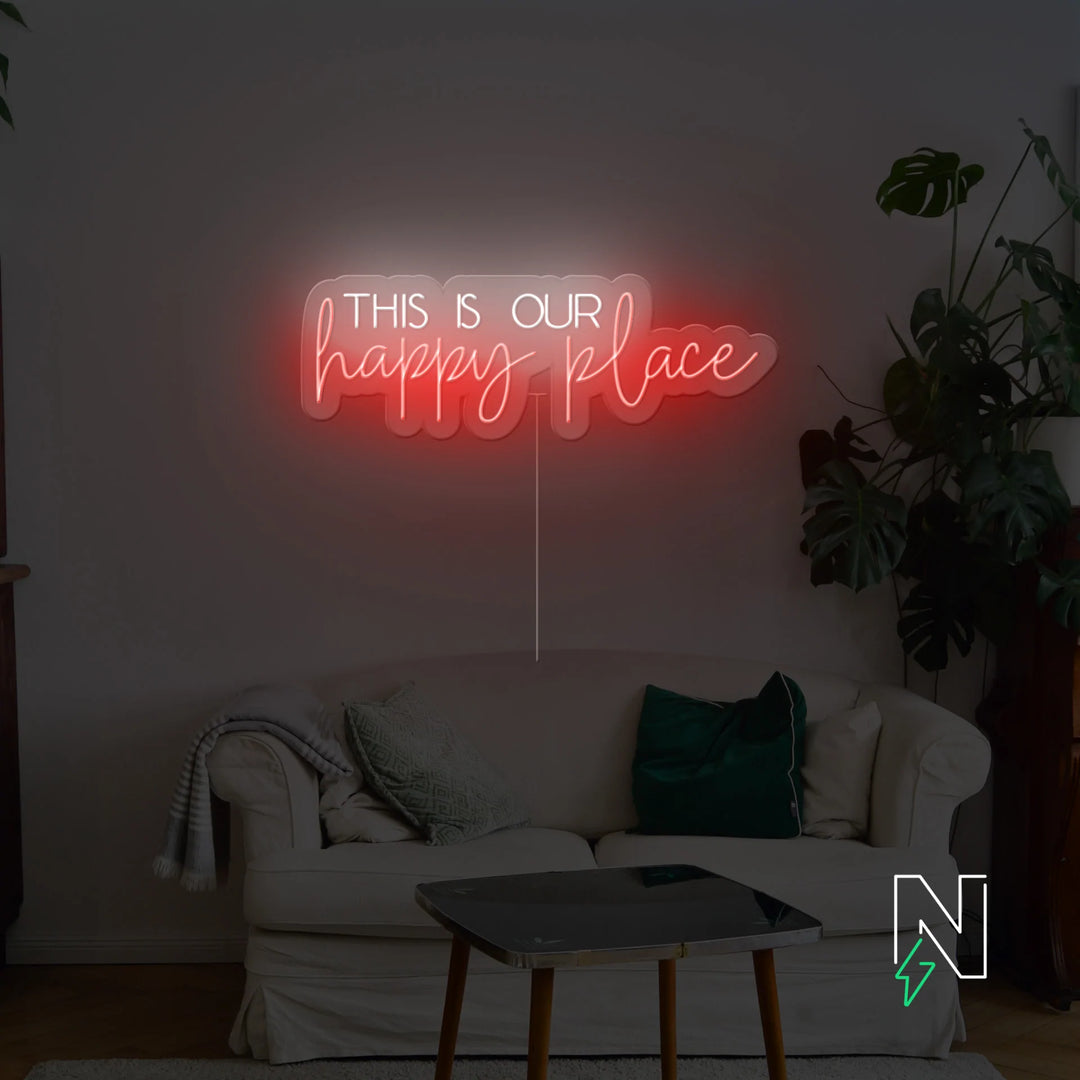This is our happy place Néon Personnalisé | Enseigne LED Au Maroc – MyNeonClub
