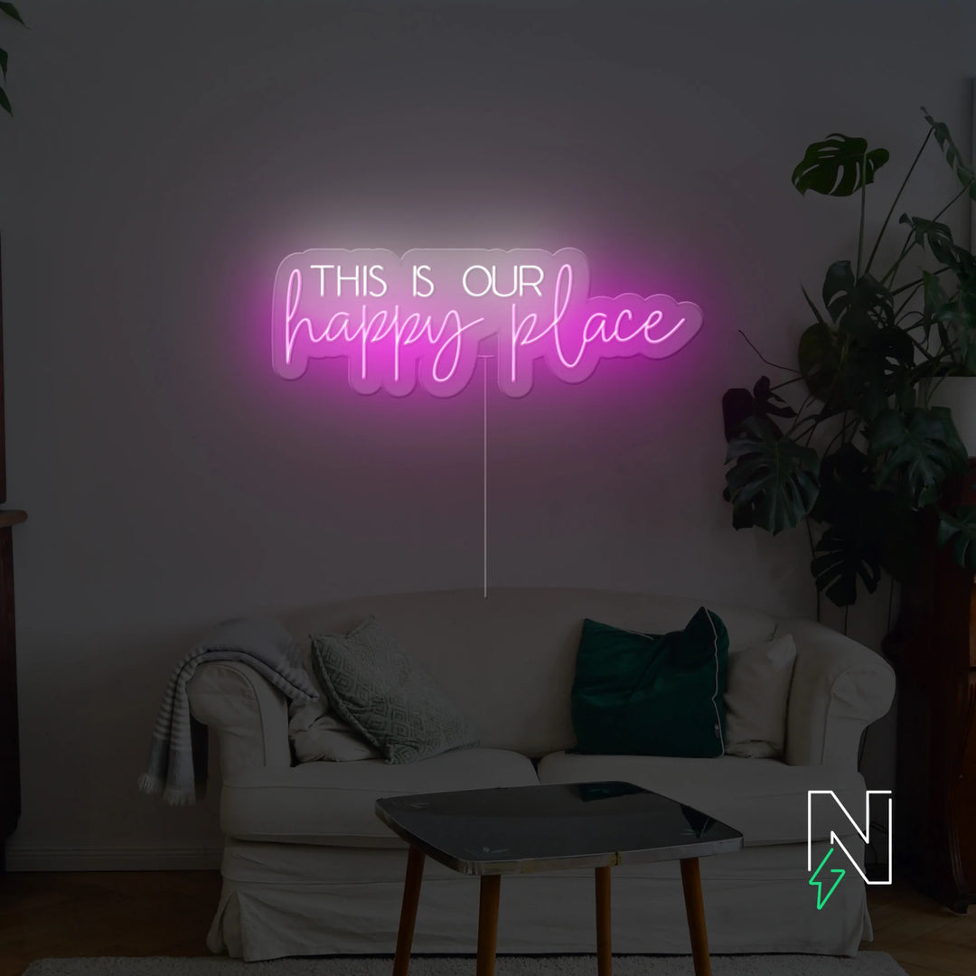 This is our happy place Néon Personnalisé | Enseigne LED Au Maroc – MyNeonClub