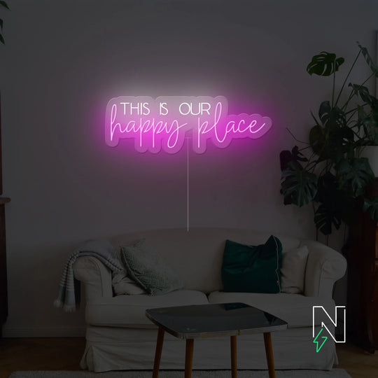 This is our happy place Néon Personnalisé | Enseigne LED Au Maroc – MyNeonClub