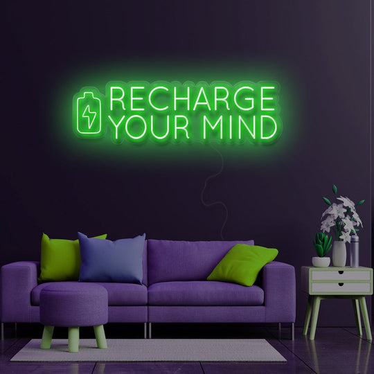 Recharge your mind Néon Personnalisé | Enseigne LED Au Maroc – MyNeonClub