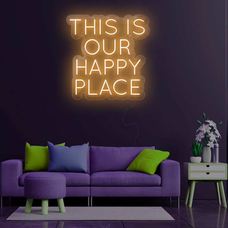 This is our happy place Néon Personnalisé | Enseigne LED Au Maroc – MyNeonClub