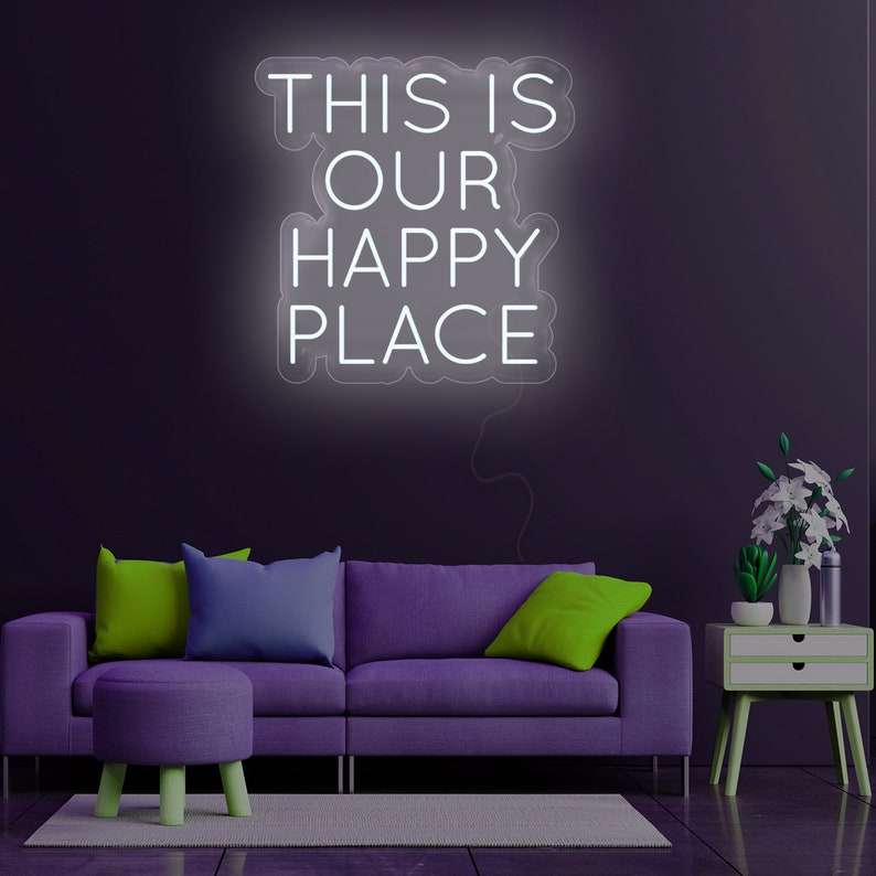 This is our happy place Néon Personnalisé | Enseigne LED Au Maroc – MyNeonClub
