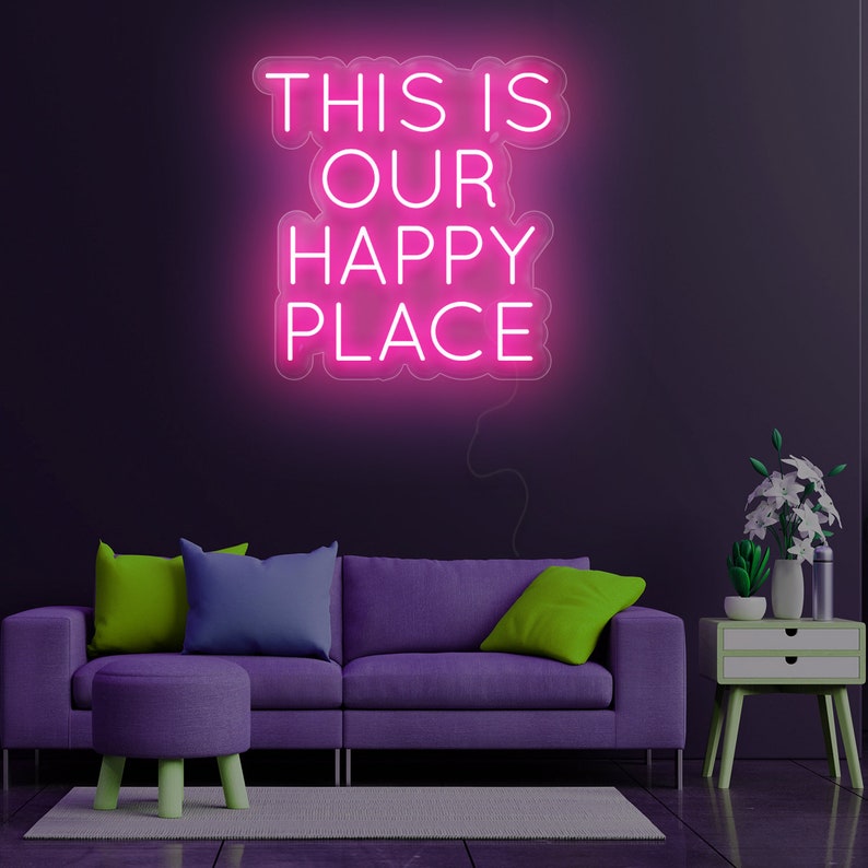 This is our happy place Néon Personnalisé | Enseigne LED Au Maroc – MyNeonClub