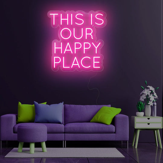 This is our happy place Néon Personnalisé | Enseigne LED Au Maroc – MyNeonClub